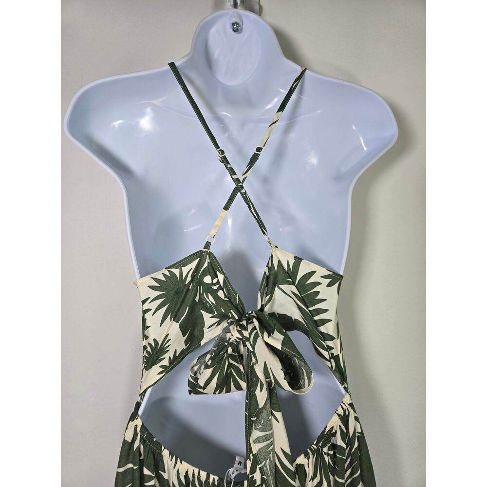 Baltic Born NWT Womens Olive Green Tropical Halter, Open Back Maxi Dress; Med - Picture 9 of 12